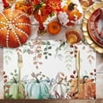 thumbnail image 2 of Fall Thanksgiving Placemats Set of 6, Autumn Pumpkins Eucalyptus Leaves Heat Resistant Washable Dining Table Mats Fall Holiday Farmhouse Decor for Kitchen&Linens Outdoor Indoor, Blue Sage Green Orange, 2 of 6