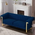 thumbnail image 2 of 84" Velvet Sofa Couch, TUANLUO 3 Seater Couch with Rolled Armrest and Metal Leg, Modern Tufted Sofa Couch for Living Room Bedroom, Blue, 2 of 7