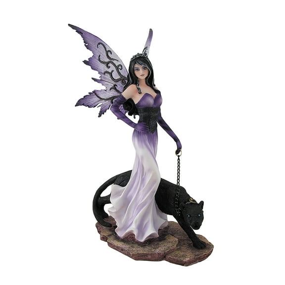 Zeckos Purple Fairy Walking w/Black Panther Pet Statue