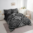 thumbnail image 3 of Feelyou Black White Damask Twin Bedding Sets 7-Piece, Mandala Floral Print Bedding Comforter Set, Vintage Western Fashion Reversible Sheet Sets, Lightweight Room Decor, 3 of 7