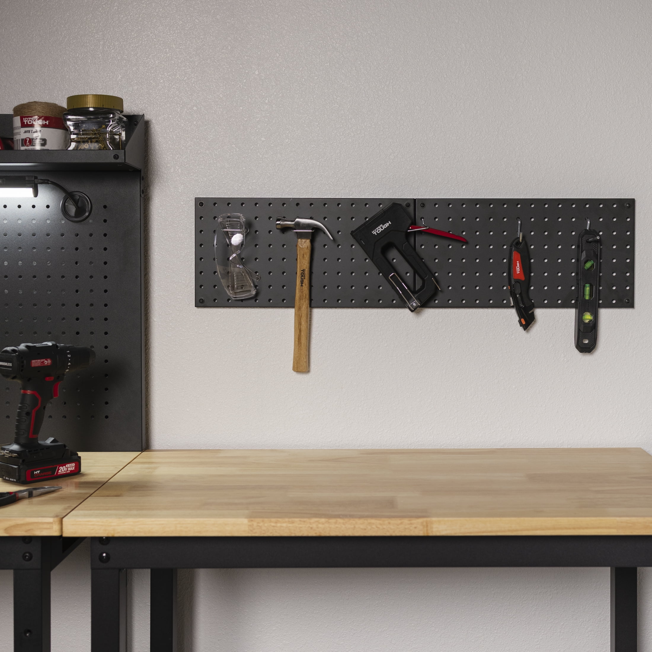 Hyper Tough 16-inch Pegboard Set, Wall Mounted Tool Organizer