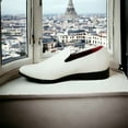 thumbnail image 2 of Men's Sparkle Smoking Moccasin Slip On Round Toe Formal Loafers Dress Shoes, White-PU, 9, 2 of 5