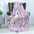 thumbnail image 4 of Unicorn Soft Flannel Fleece Blanket, Unicorn Galloping on Curved Swirled Tree Branches in Abstract Forest Pattern Art Print, Cozy Plush for Indoor and Outdoor Use, 70" x 90", Purple, by Ambesonne, 4 of 5