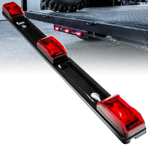 TRUE MODS 15" LED 3 Red Trailer Light Bar [DOT FMVSS 108] [SAE P2] [IP67 Submersible] Sealed Identification Running Marker Clearance ID Truck Rear Tail Light for 80" Enclosed Marine Boat Trailers