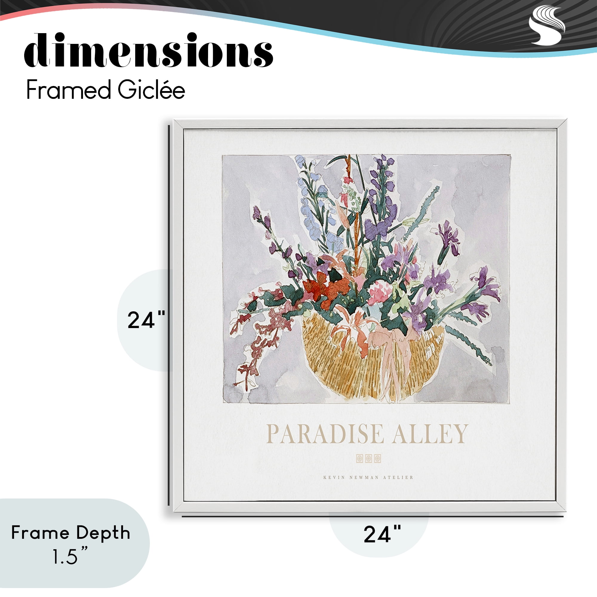Stupell Industries Paradise Alley Basket of Flowers White Framed Giclee Art, design by Jadei Graphics