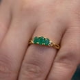 thumbnail image 6 of 14k Yellow Gold Oval Emerald And Diamond Three Stone Ring, 6 of 8