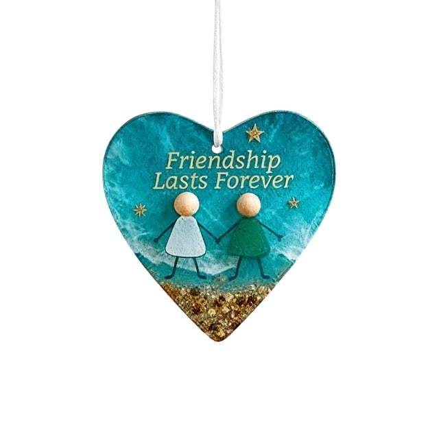 Heart-shaped Sea Glass Friendship Decoration Handmade Sea Glass Ornaments Eternal Friendship Heart Souvenir