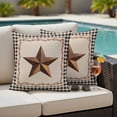 thumbnail image 5 of U.S. Country Rusty Stars Pillow Covers 2 Pack Retro Berries Vine Black Beige Plaid Pillowcase Waterproof Outdoor Throw Pillow Cover for Patio Garden Square Cushion 18”x18”, 5 of 9