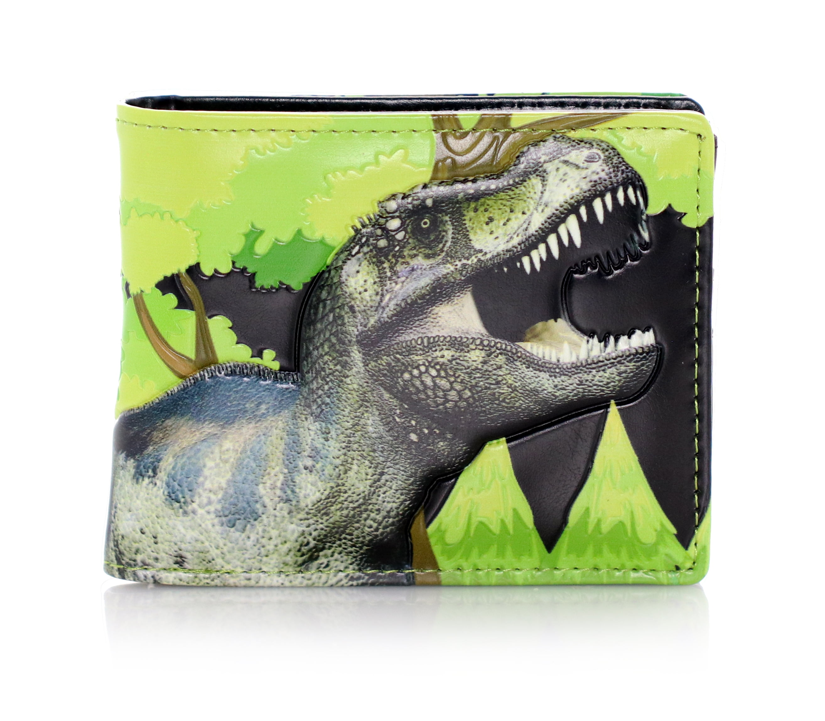 Truly Teague Mens Wallet Billfold Cute Group of Dinosaurs 