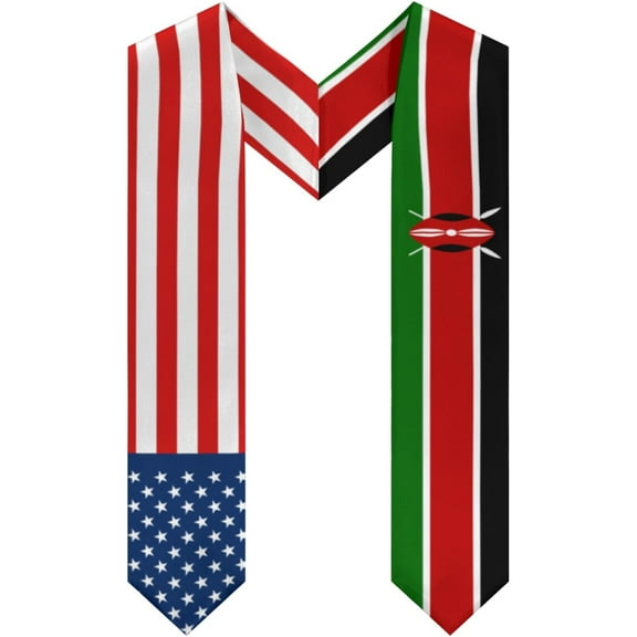 Usa American America And Kenya Kenyan Flag Graduation Class Of 2024 2025 Graduation 72 Inch Length Double Sided V Shape Graduation Scarf Graduation Congratulation Gifts
