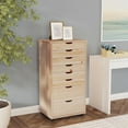 thumbnail image 2 of Linon Callie Chariot de Rangement Roulant à Huit Tiroirs en Bois Teinté Naturel, 2 of 16