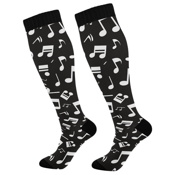 joogoo Musical Note Pattern Socks Women Men Knee High Sock