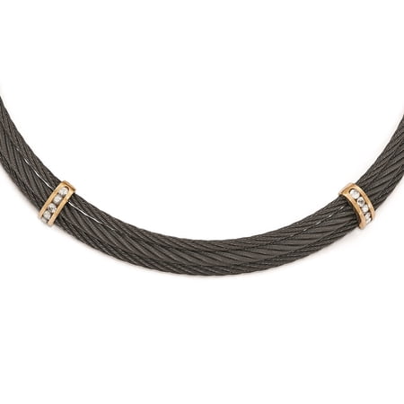 Titanium Fancy Necklace Chain Edward Mirell & Bronze White Sapphire Cable 16 inch