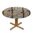 thumbnail image 3 of Orinice Birds Tree Leaves Round Table Cover Stain Resistant Washable Indoor Outdoor Tablecloth Kitchen Dining Wedding Parties Waterproof Fabric 100% Polyester 31-35, 3 of 8