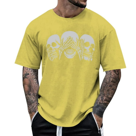 White T Shirts for Men Bones Watch And Hear | Printed Novelty Jackets For Men And Women T Shirts Adults Medium Plain Bulk Workout Men's Large Graphic Yellow XXL