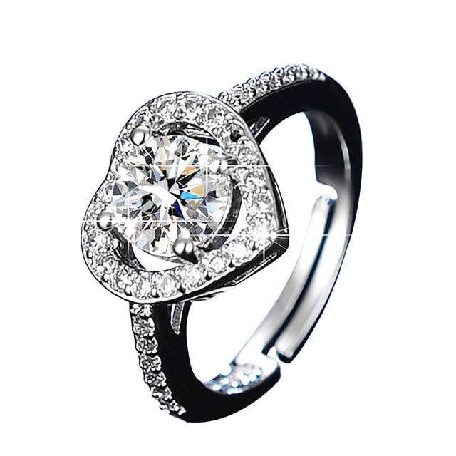 Promesa de compromiso de plata Solitario Anillo Redondo con Platinums Deshierbe Chapado Moissanite Hecho Imitación 925 Anillo para Mujeres Anillos