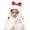 White, variant on Krdevn Mouse Ear Polka Dot Bow Plush Kids Hat Integrated Knotted Scarf Soft Thermal Windproof Winter Cap for Toddler Girls