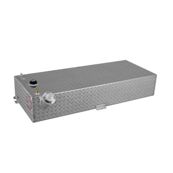 RDS Tanks Auxiliary Fuel Tank 71804 DOT Approved; Diesel; 33 Gallon Capacity; Rectangle; Diamond Tread; Aluminum; With Suction Tube/Manual Sight Gauge/Baffles