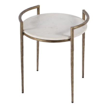 Butler Specialty Company Madlyn 19"  Round Marble and Iron Side Table - Ivory