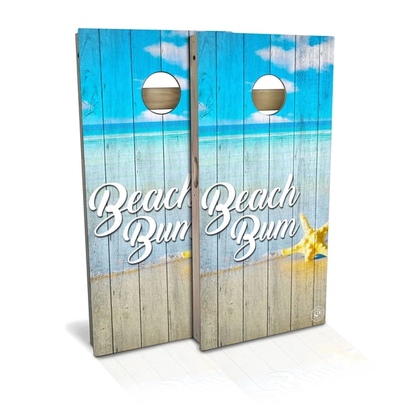Skip's Garage | Beach Bum Cornhole Board Set | Includes Boards & Bags | Choose Your Size & Accessories
