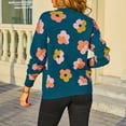 thumbnail image 5 of Uaswgudfs Women's Floral Knit Sweater: Round Neck & Long Sleeves, Cozy Relaxed Fit for Autumn/Winter​, 5 of 9