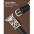thumbnail image 3 of Wearlizer Slim Leather Watch Band Compatible with Apple Watch Bands 38/40/41/42/44/45/46/49mm Women Thin Vintage Filigree Strap for Iwatch Series 11/10/9/8/7/6/5/4/3/SE/Ultra, 3 of 6