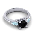 thumbnail image 3 of 2.50 Carat Round Cut Black Onyx & Aquamarine Gemstone Beautiful Anniversary Ring for Ladies Solid 14K White Gold Size 7 by Diamond-Capitals, 3 of 8