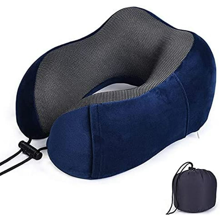 Neck Pillow for Traveling, Upgraded Travel Neck Pillow for Airplane 100%  Pure Memory Foam Travel Pillow for Flight Headrest Sleep, Portable Plane  Accessories,Peacock blue pillow+storage bag,F25471 