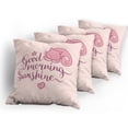 thumbnail image 5 of Ambesonne Saying Throw Pillow Cover 4 Pack, Sleeping Pink Cat and Text, 20", Peach Violet, 5 of 7