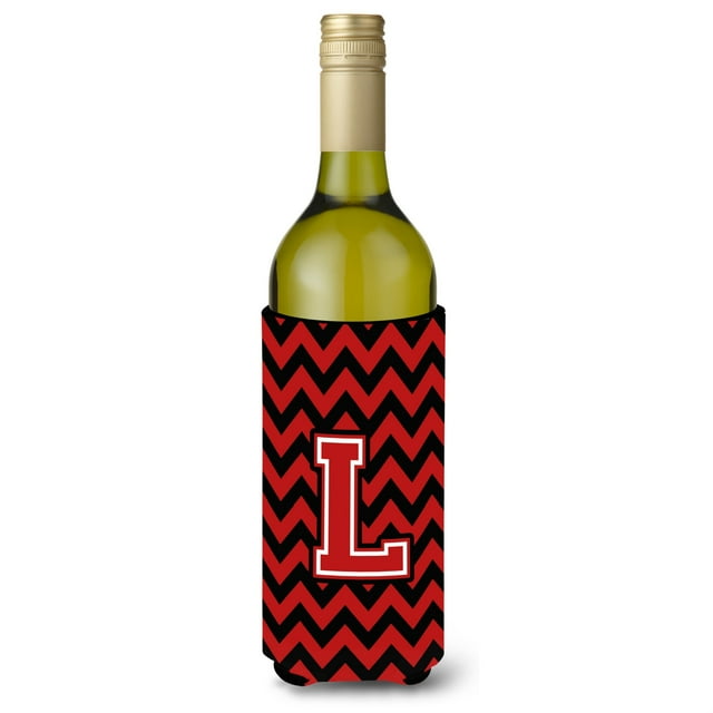 Letra L Chevron Negro y Rojo Botella Bebida Aislante Hugger CJ1047-LLITERK Caroline's Treasures CJ1047-LLITERK