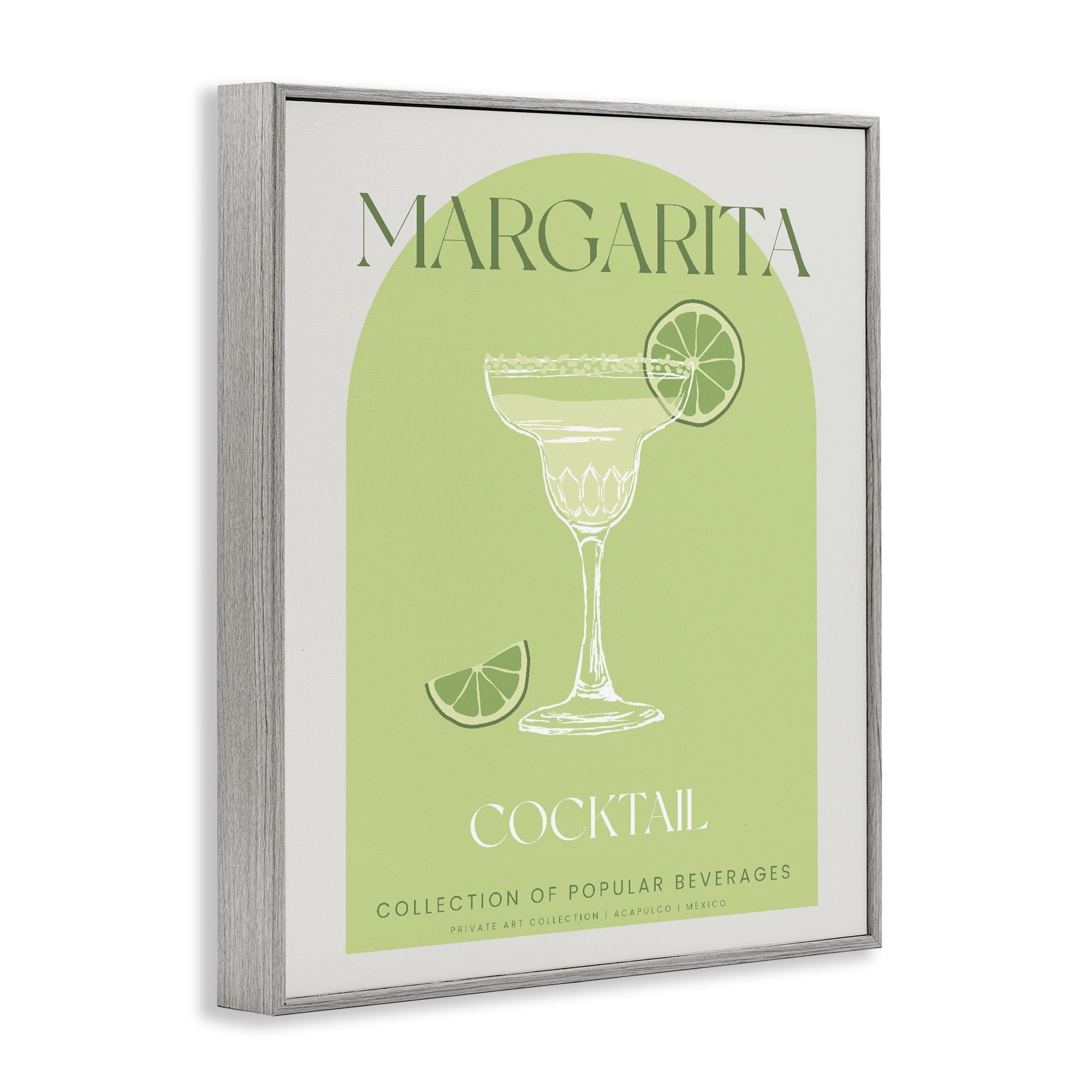 Stylish Retro Margarita Gray Framed Giclee Art, design by Lil' Rue