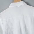 thumbnail image 3 of YueHuiYing Men's Soft Linen Shirt Long-Sleeve Casual Button-Down Shirt Summer Beach Wedding Top White XL, 3 of 8
