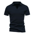 thumbnail image 2 of Yertdoel Men T-shirts Solid Color Short Sleeve Lapel Neck Shirts Soft Loose Comfortable Breathable Outdoor Hiking Cycling Tops, 2 of 8