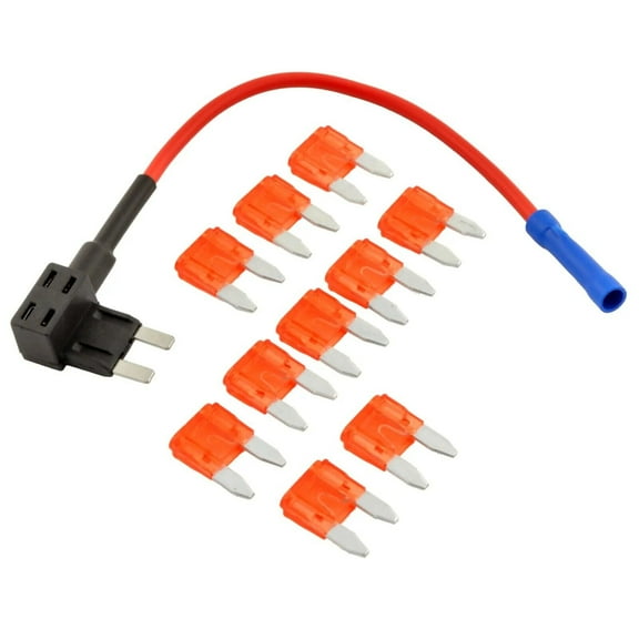 ATM Mini Blade Style Fuses with Fuse Holder Tap for Automotive Car Truck SUV 10A (10 pack)