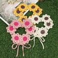 thumbnail image 5 of CXHEGBEJ Women's Color Block Floral Crochet Headband Pastoral Style Knitted Bandanas Elastic Crochet Flower Headscarf For Festival/Holiday Aesthetic Head Wrap White, 5 of 7