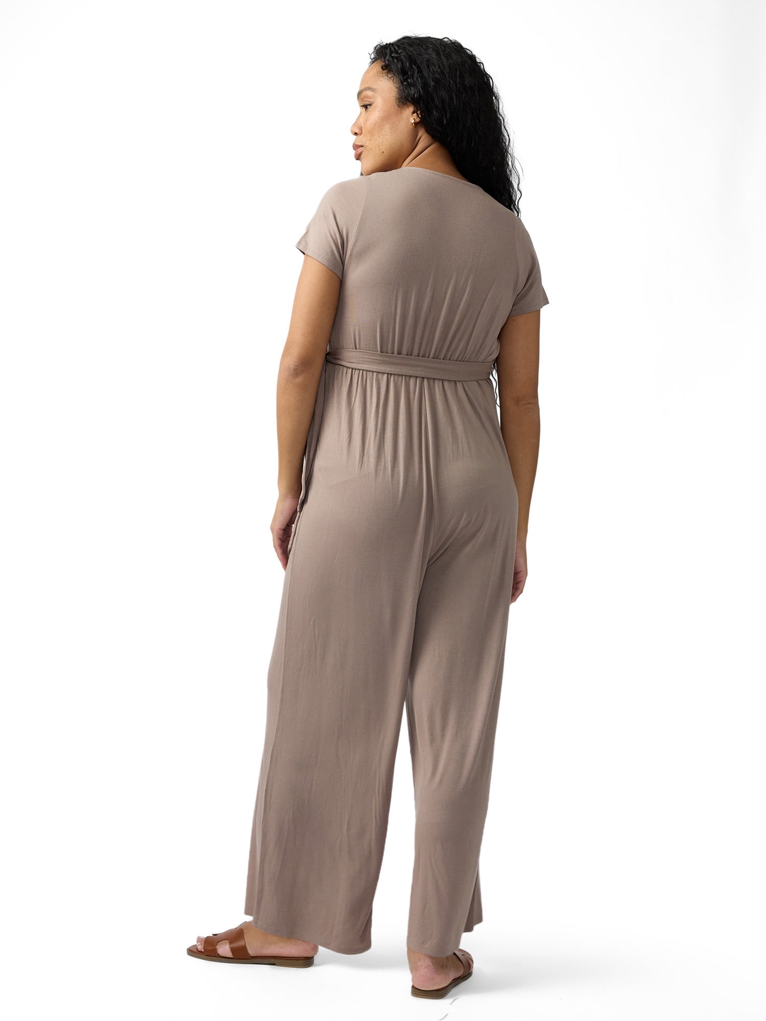 Ingrid & Isabel For Every Belly Women's Maternity Short Sleeve Knit Wrap Jumpsuit, Sizes S-XXL