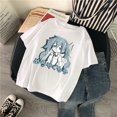 thumbnail image 3 of Camiseta de Manga corta con estampado de Anime para mujer, Top coreano Harajuku, Camiseta básica informal para mujer, cuello redondo, negro, blanco, 3 of 4