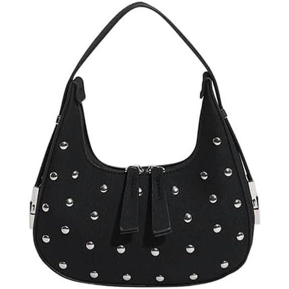 SPEKSEE Women’s Y2k Retro PU Hobo Bag, Chic Studded Top Handle Handbag, Trendy Underarm Brown Fall Purse for Work Travel