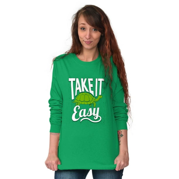 Brisco Brands Turtle Long Sleeve T Shirts Tee For Women Take It Easy Chill Out Positivity Good Vibes Cool Walmart Com Walmart Com