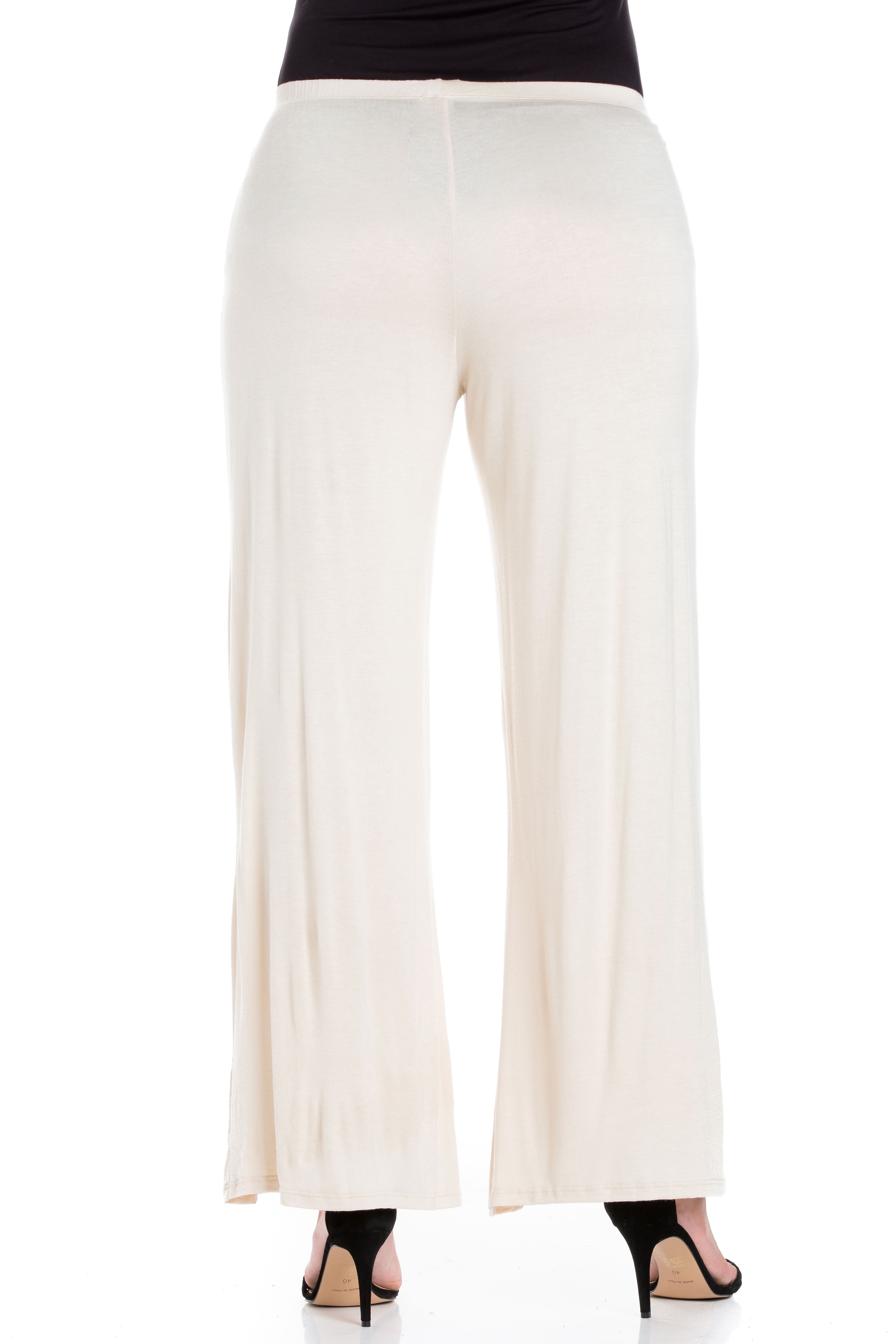 24/7 Women's Plus Size Comfort Apparel Elastic Waist Flared Leg Plus Size Palazzo Pants