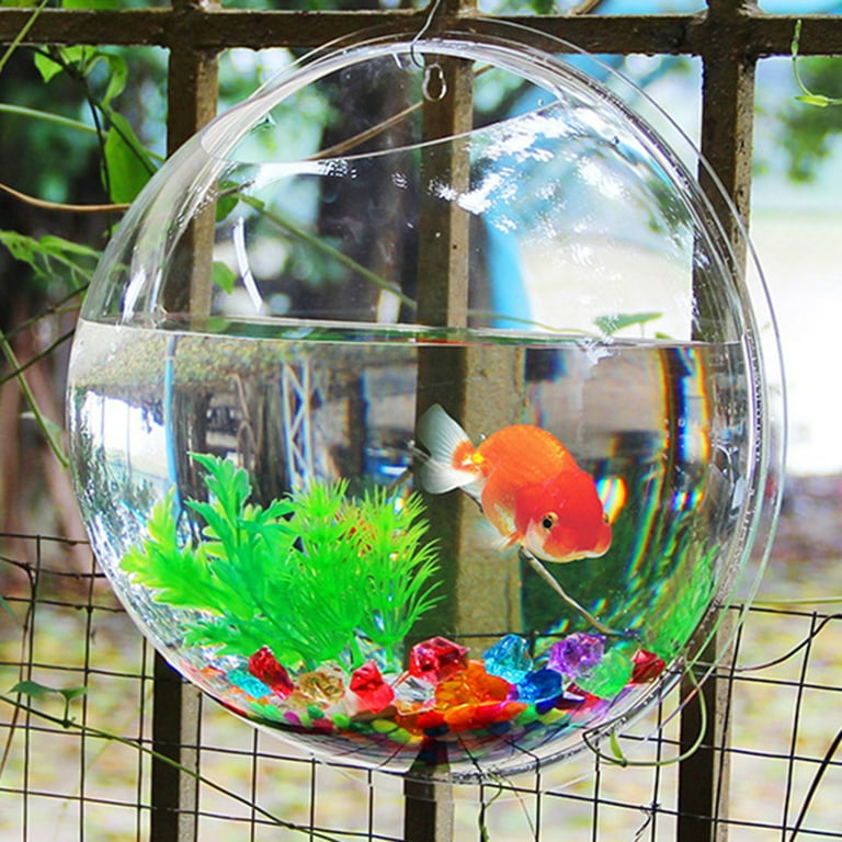 Etereauty Fish Bowl Wall Aquarium Hanging Tank Acrylic Tanks Supplies Accessories Decorations Mounted, Size: 7.68 x 7.68 x 3.54
