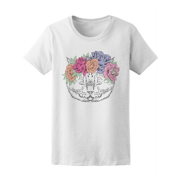 Cute Colorful Floral Kitty Tee Women's -Image by Shutterstock