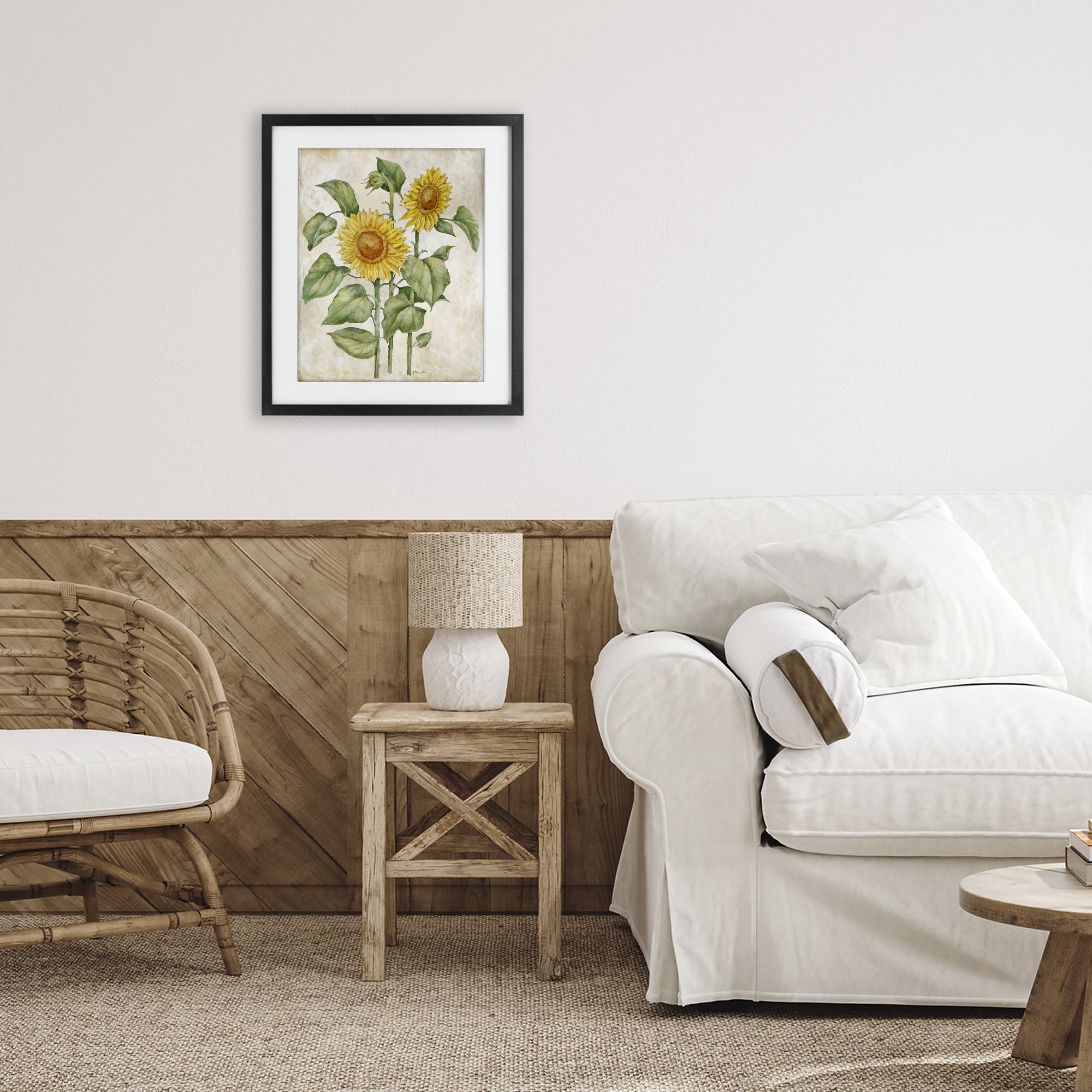 Stupell Industries Floral Journal Vintage Sunflower Black Framed Print Under Glass, design by Paul Brent