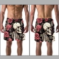 thumbnail image 3 of luoweisi Men's Beach Shorts Quick Dry Swim Trunks with Mesh Lining Roses and Skull L, 3 of 5
