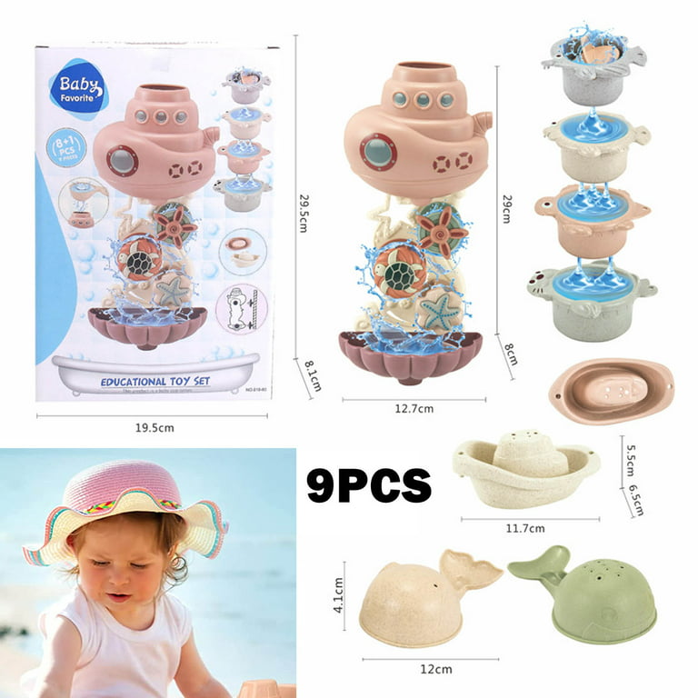 Stacking Cups Spinning Bath Toys For Baby Kids Girls Boys 123 Year