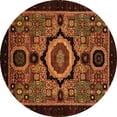 thumbnail image 1 of Ahgly Company Indoor Round Abstract Orange Modern Area Rugs, 3' Round, 1 of 4