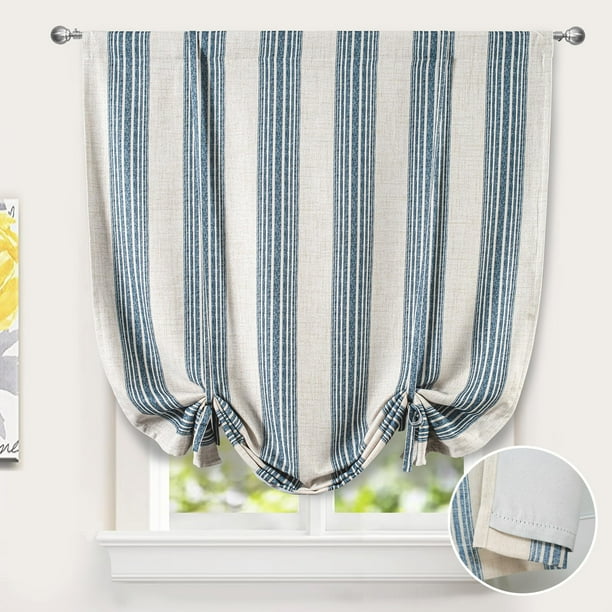 Cortinas DriftAway Chris de lino opacas, 45 x 63 cm, vaqueros, azul marino