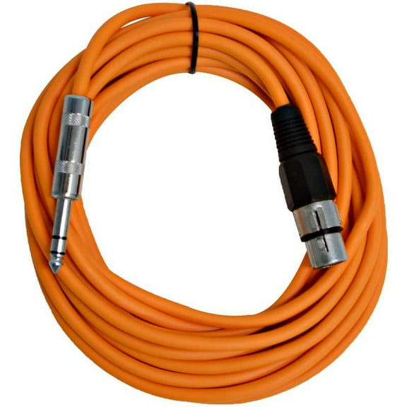 Seismic Audio  - 25 Ft Orange XLR Female to 1/4" TRS Patch Cable Snake Cords Orange - SATRXL-F25Orange