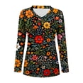 thumbnail image 4 of HLKJKLS Long Sleeve Shirts For Women Casual Long Sleeve V Neck T Shirt Polyester Spandex Spring Winter Fashion Black S-Xxl, 4 of 7