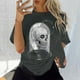 thumbnail image 2 of Top de manga corta suelto con estampado de calavera Retro desgastado y hombros caídos para mujer Pompotops hfajkhk125573, 2 of 6